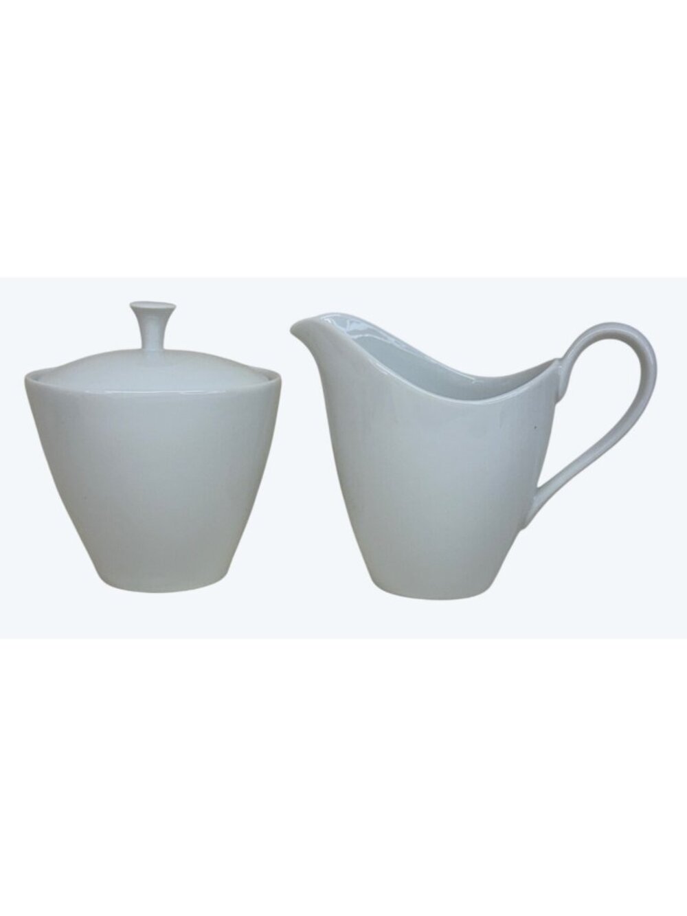 Mikasa Fine China Sophisticate 7290 White Creamer and Sugar with Lid Japan